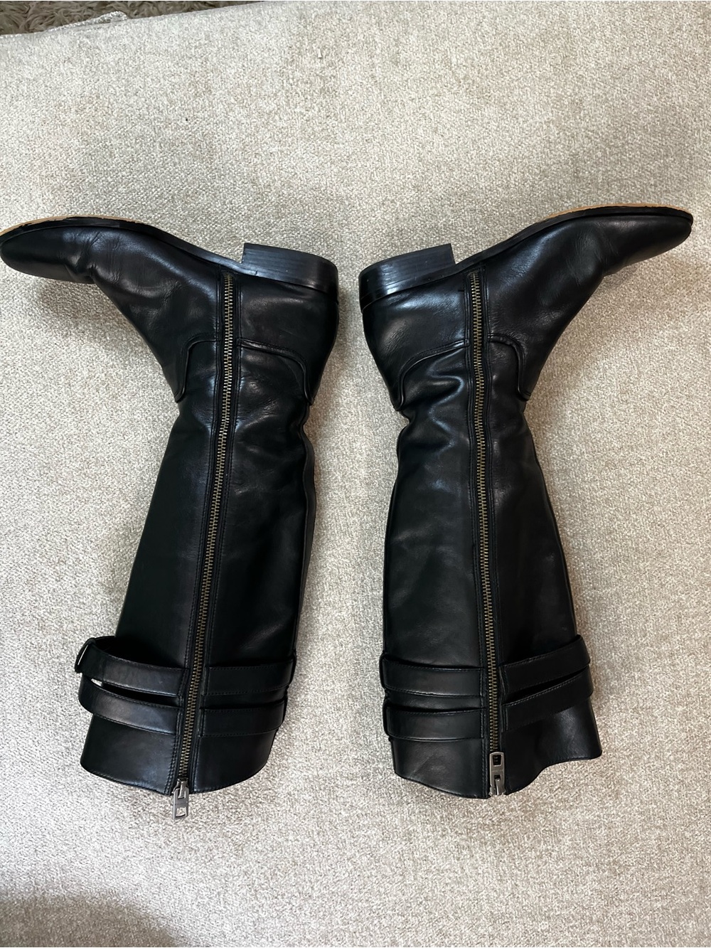 Women's Coach Linette 7 Black Leather Knee-High Riding Boots - Picture 8 of 13